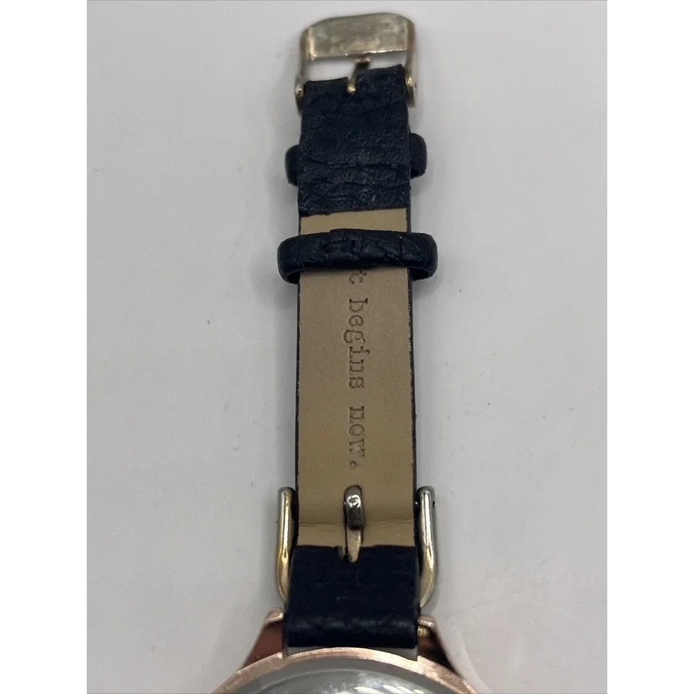 A New Day Women's Quartz Watch Rose Gold Case Black Band- New Battery‎